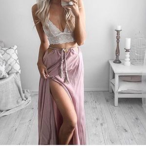 Mauve maxi skirt from little lace Australia